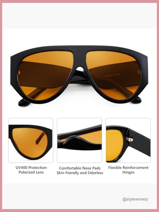 Retro Oversized Sunglasses with Plastic Frames and UV400 Protection main image 5